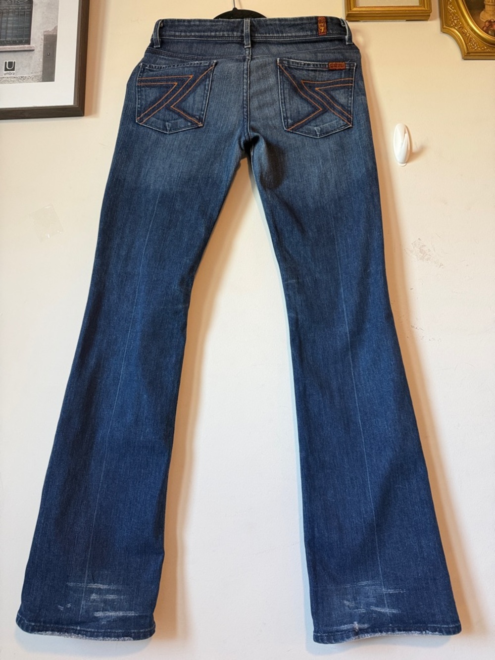 7 For All Mankind Light Blue Flared Jeans Inseam is 32.5